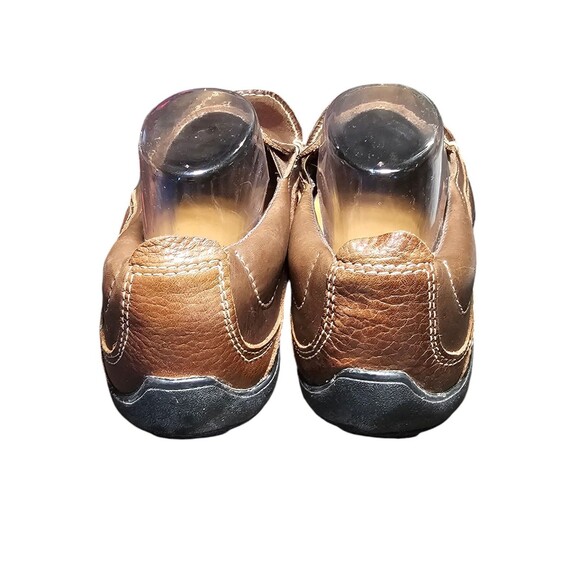 Mens Lands End Brown Leather Slip On Loafers Shoes 9D 400741 White Stitching main image 8
